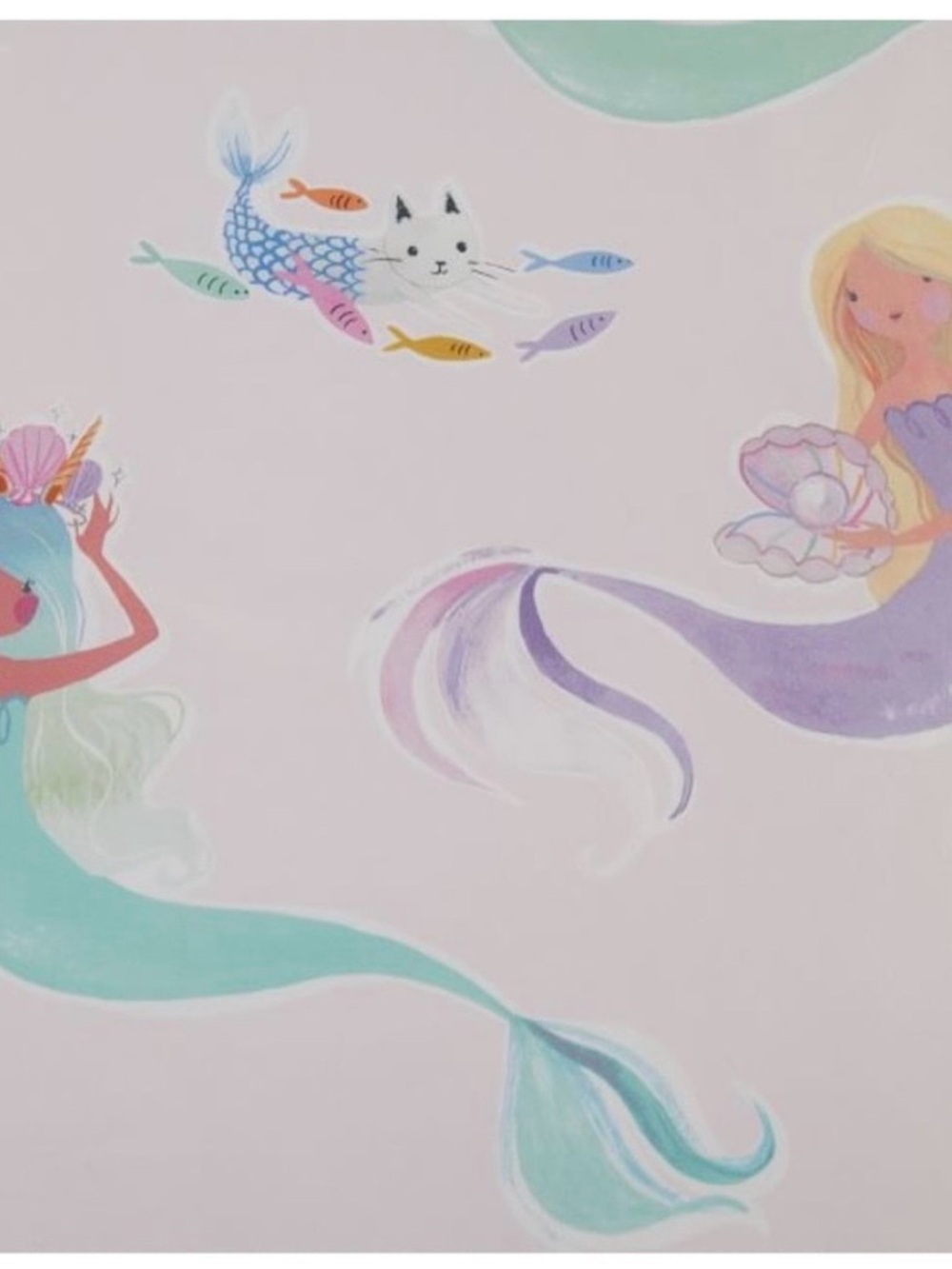 Pottery Barn Kids Organic Cotton Gemma Mermaid w/ Cats Full/Queen Duvet Cover